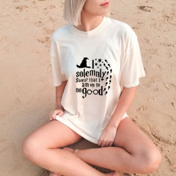 Harry Potter I Solemnly Swear i am up to no good NEW white short sleeve shirt - Picture 3 of 4